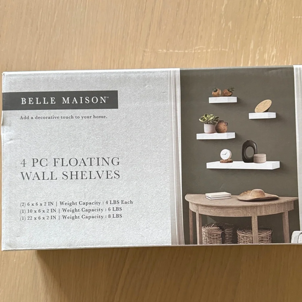 Belle Maison Floating Shelves 4 pc Set in WHITE
